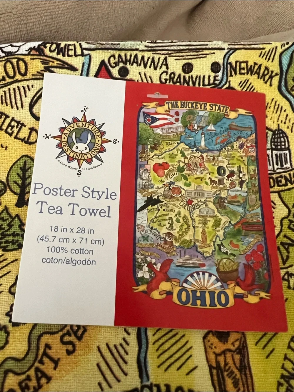 Kay Dee Designs Ohio Map Poster Style Tea Towel, new with tag
